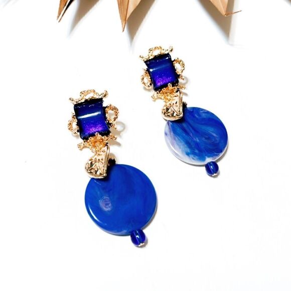 Anthropologie Jewelry - Italian vintage blue earrings #1144